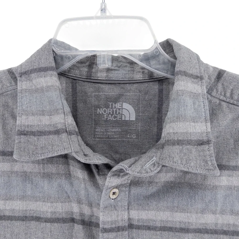 The North Face Mens Large Approach Plaid Flannel Long Sleeve Shirt Gray Gorpcore